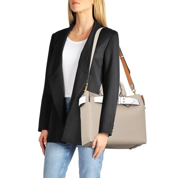 Burberry Medium Marais Belt Two Tone Colors Leather Satchel - Picture 9 of 10